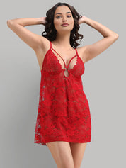 Babydoll Delicated Lacy Dress - Red